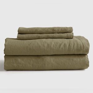 NWT Quince European Linen King Sheet Set in Aloe